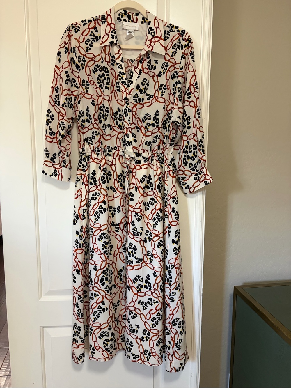 NWOT 🐆🖤Anthropologie Shirt Dress with Black Leopard & Rust Chain Print🖤🐆